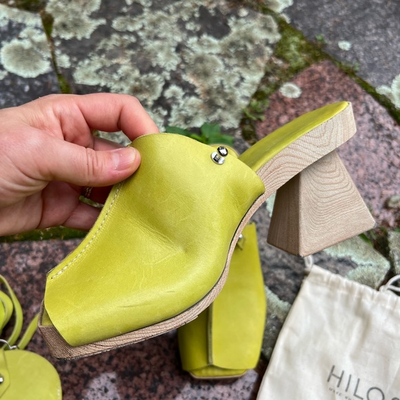 Hilos Georgia 3D Open Toe Block Heel Wasabi 8 - Picture 12 of 14